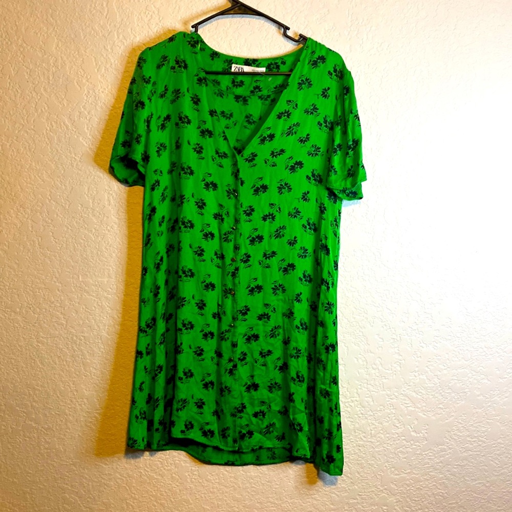 Zara Green Floral Dress